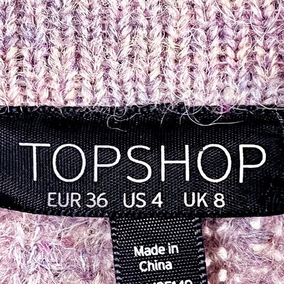 Topshop Womens Wool Alpaca Blend Mock Neck Sweater - Purple, Size 4 - Picture 5 of 7